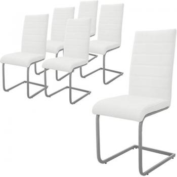 Set ML-Design: 6 Sillas Basculantes Blancas con Respaldo Alto y Asiento Cantilever