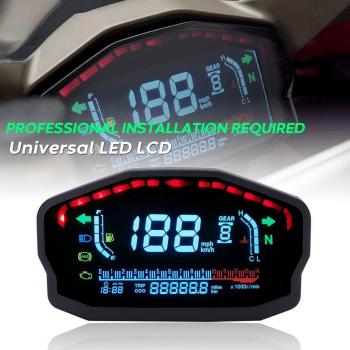 Motorrad Instrument mit Kilometerzähler und Kraftstoffanzeige, 14000RPM, LCD, geeignet für 1,2,4 Zylinder, max. 199 km/h