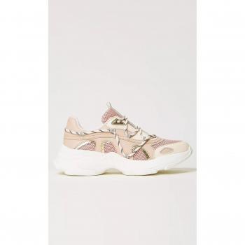Sneakers Twinset rosa in pelle e tessuto