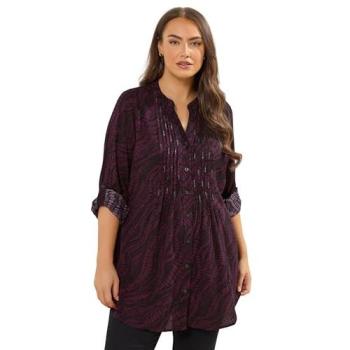 Abstract Purple Puff‑Front Blouse for Women – 14