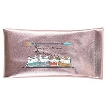 Couvercle lunettes rose gold Maitresse avec motif Merci 2024