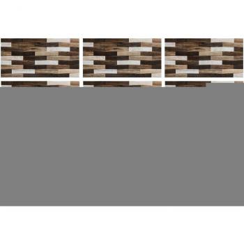 Collection 10 pièces bois rectangle chromé – Simulation murale carrelage, autocollant cuisine et salle de bain, finition vinyle brillante, décoration murale artistique