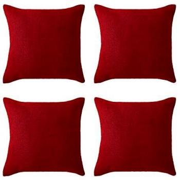 Scarlet Holiday Linen Throw Pillow Cover Pack – 4‑Pack, 18×18, Faux Linen Texture, Concealed Zip