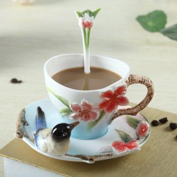 Ensemble de Tasses Émaillées Oiseau
