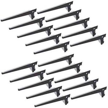 Équerres d'étagère pour rail simple perforation pas 50mm, blanc, 250mm, Set de 20 pièces