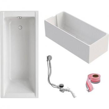 OTTOFOND Sanitäracryl‑Einbauwanne Körperform – 170 × 70 cm, weiß, mit Fugendichtband