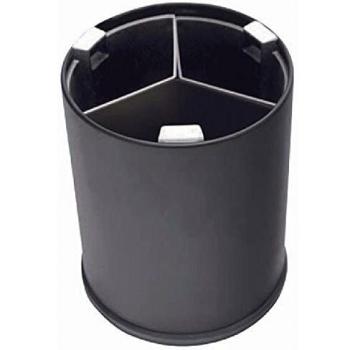 Corbeille professionnelle ronde noire 13 L, 3 bacs dédiés