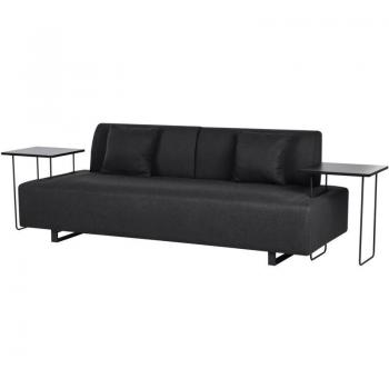 Sokna Trio Sofa in Black – Detachable Armrests/Back, Includes Twin Side Tables