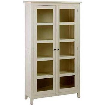 Vitrina de Madera Beige con Cristal y 2 Puertas 110x40x200 cm