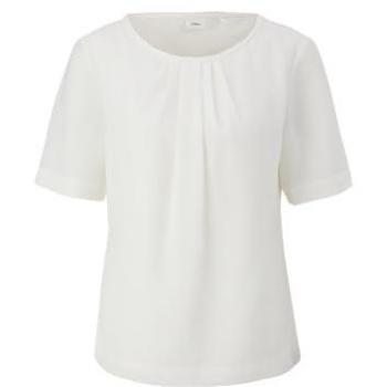 S.Oliver BLACK LABEL Bluse mit Rundhalsausschnitt und Raffung