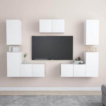 7 Piece TV Cabinet Set White Engineered Wood Vidaxl