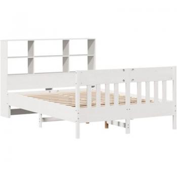 VidaXL Kiefernholz Massivbett 120x190 cm – weißes Bettgestell ohne Matratze