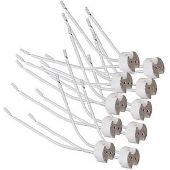 10pcs G4/G9/Gu10/Mr16 Ceramic Socket with High Silicon Cable for LED and Halogen