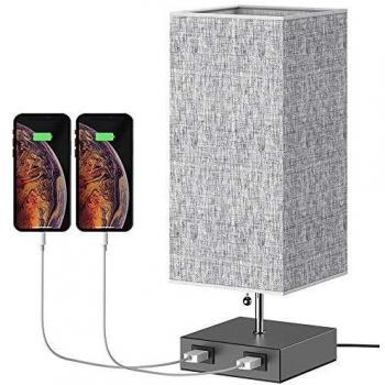 Lampe de Table Moderne avec 2 ports USB Gris