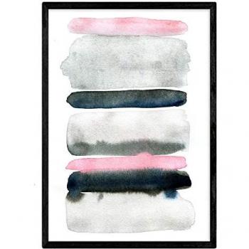 Póster Nórdico de Diseño Abstracto en Rosa y Negro