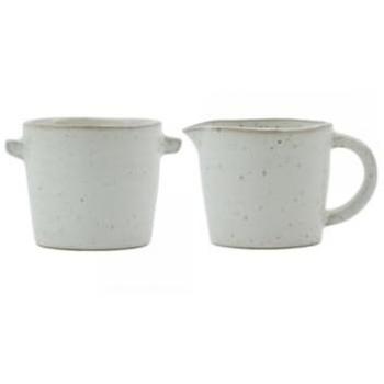 Ensemble à lait et sucre Pion gris-blanc House Doctor