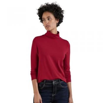Damen-Street-One Langarmshirt Herbstrot – 95% Viskose / 5% Elasthan – 46
