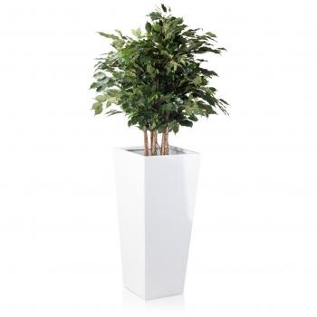 LAVIA 90 Hochglanz‑Bodenblumentopf – 40×40×90 cm, weiß