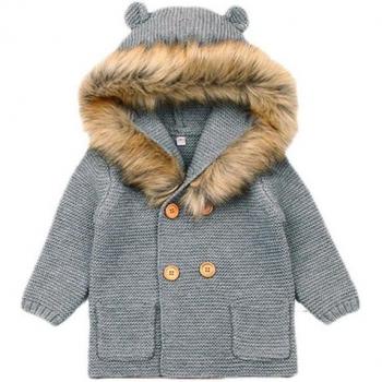 Pull Bébé Cartoon en Tricot, Capuche et Oreilles, Vêtement Automnal