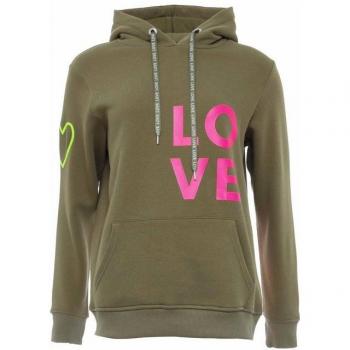 Damen Kapuzensweatshirt Zwillingsherz mit Neon Herz