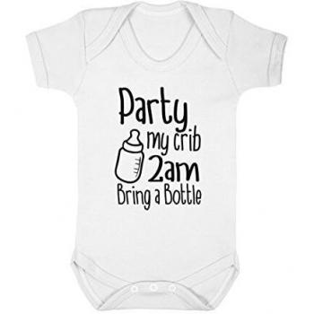 ART HUSTLE Party My Crib 2am Bring A Bottle Unisex Baby Bodysuit
