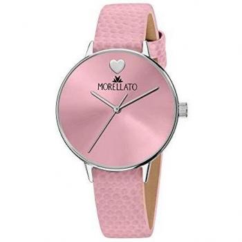 Orologio da donna Morellato Ninfa con cinturino in pelle rosa e quadrante nero