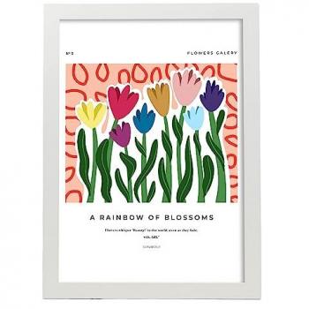 Arte Floral A3: Arco Iris Blossom en Blanco