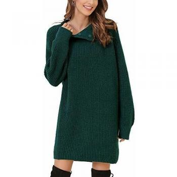 Langarm-Sweater Damen Strickpulli mit Stehkragen