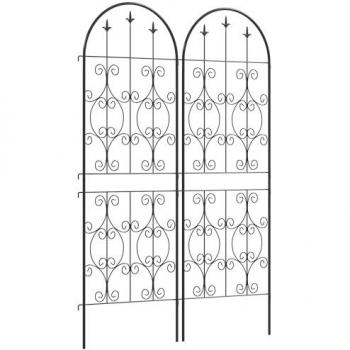 Outsunny Twin Metal Trellis Panels – 150 cm by 50 cm, Black Finish