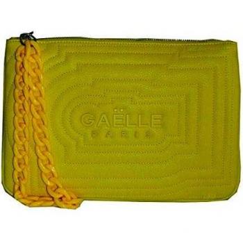Borsa da spalla piccola Gialla con fodera trapuntata e marchio Gaelle Paris