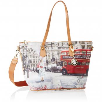 YNOT J-396 Borsa a Tracolla per Donna, Dimensioni: 15 cm x 30 cm x 40 cm (W x H x L), Materiale: Poliestere, Colore: Multicolore, Design: Bus Ride
