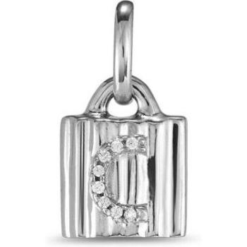 Charm de plata ley con letra C en topacios