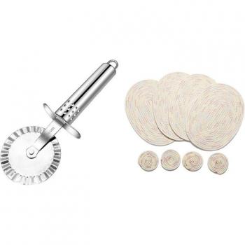 Couteau à pizza robuste + napperons ronds design