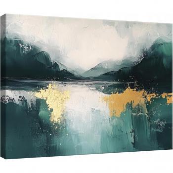 Tableau Murale Abstrait Or 100x75 cm – Impression XXL sur Toile Intissée