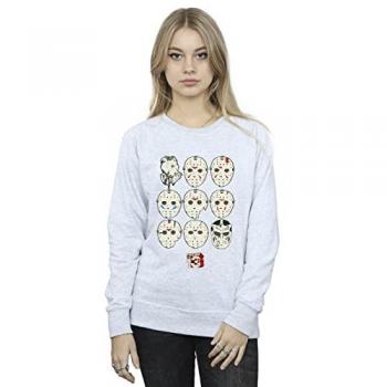 Large Friday The 13th Jason Mask Women's Sweatshirt (Grey)