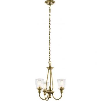 Lustre Waverly en laiton naturel 3 ampoules E27