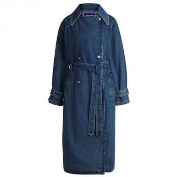 HUGO Blue „Garena“ All‑Over Denim‑Trench mit Riegelgurt