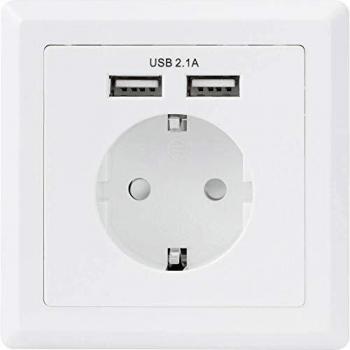 Basetech 1425527 USB-Steckdose Unterputz IP20 Weiß