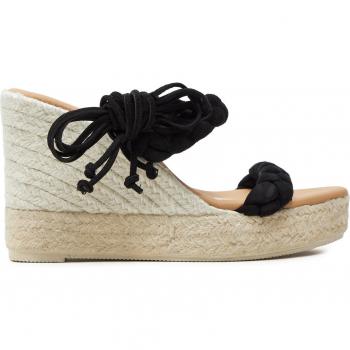 Espadrillas Wedge Manebi Hamptons Nero con Due Intrecci