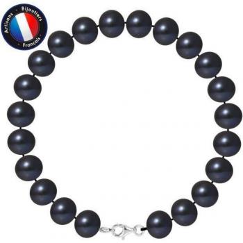 Bracciale PERLINEA Perla coltivata acqua dolce 9–10 mm – Argento 925 – Moschettone nero
