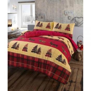 Tartan Stag Flannelette Duvet Cover Set
