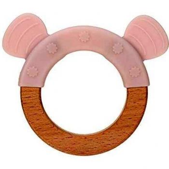 Anneau de dentition 2 en 1 Bois et silicone Little Chums Souris Lässig