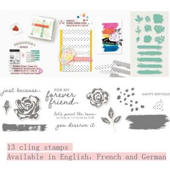 Brushed Blooms Metal Die and Stamp Set for Paper Crafting