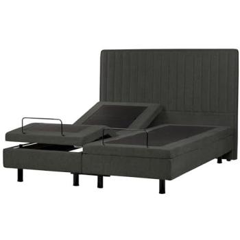Electric King Bed with Remote – BELIANI Duke II, 5ft 3in, Dark Grey Fabric