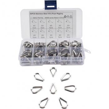 50 Count Stainless Steel Wire Rope Thimbles M3
