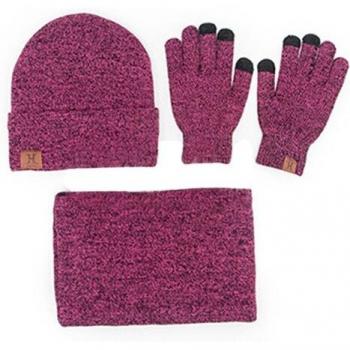 3-piece Knit Hat, Gloves, and Scarf Set for Men and Women