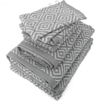 Set di Asciugamani da Bagno Simmetrici 7 unità Losanga Grigio