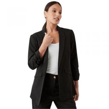 Women's Tall Black Ruched Sleeve Blazer