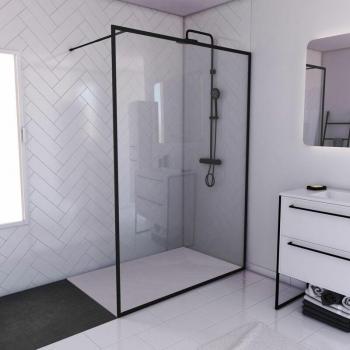 Pack Paroi Contouring Aluminium Noir 140x200 + Receveur