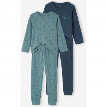 Twin Bear Ribbed Pyjamas – 4-5 Y, Green Jungle Edition